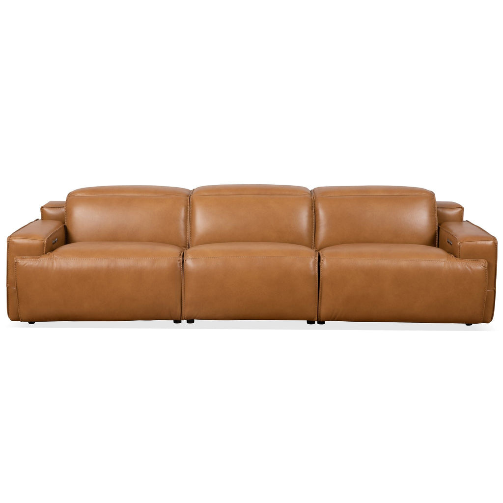 3-Seat Triple-Power Leather Recliner Sofa – Tan