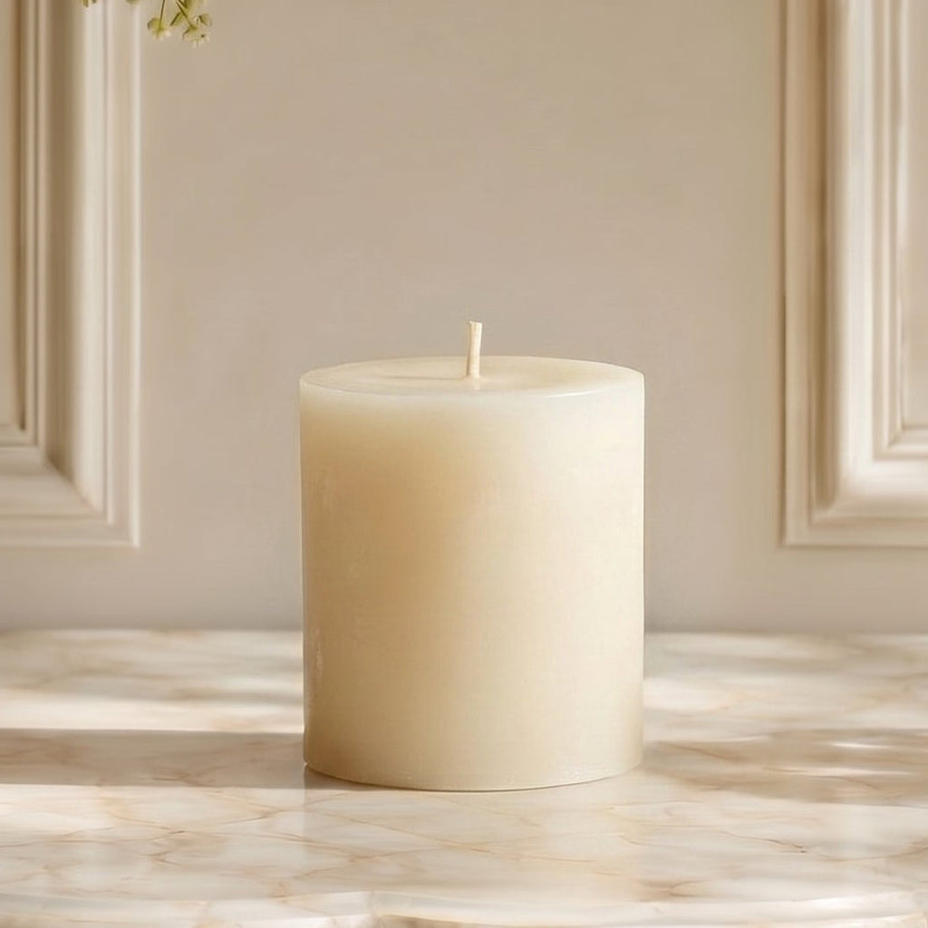 3" x 3" White Beeswax Pillar Candle