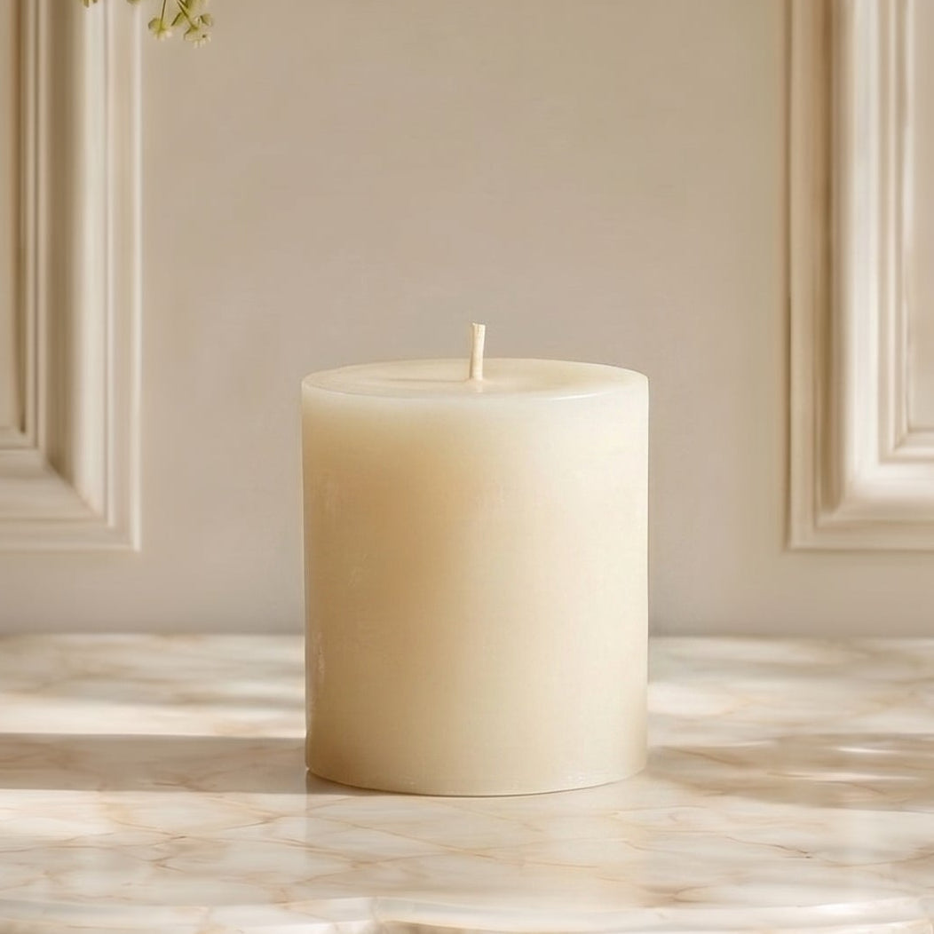 3" x 3" White Beeswax Pillar Candle