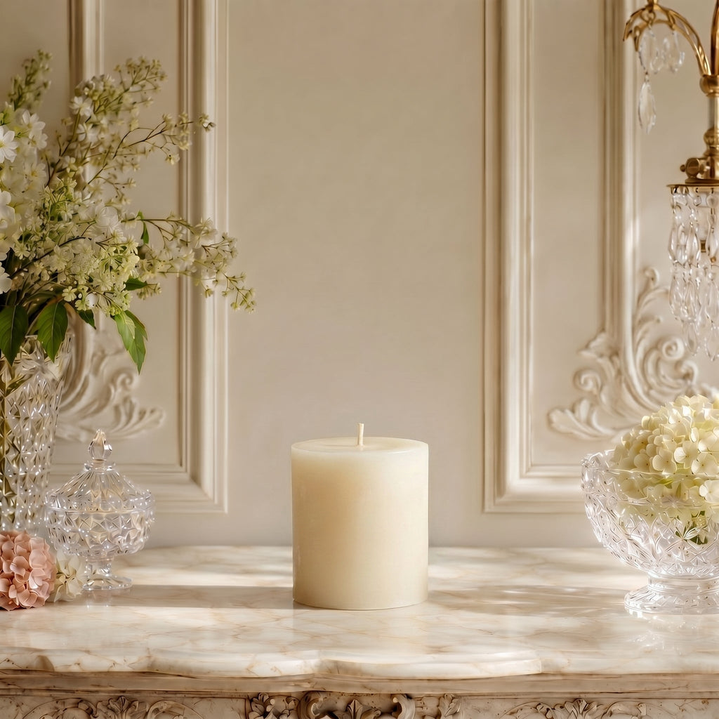 3" x 3" White Beeswax Pillar Candle