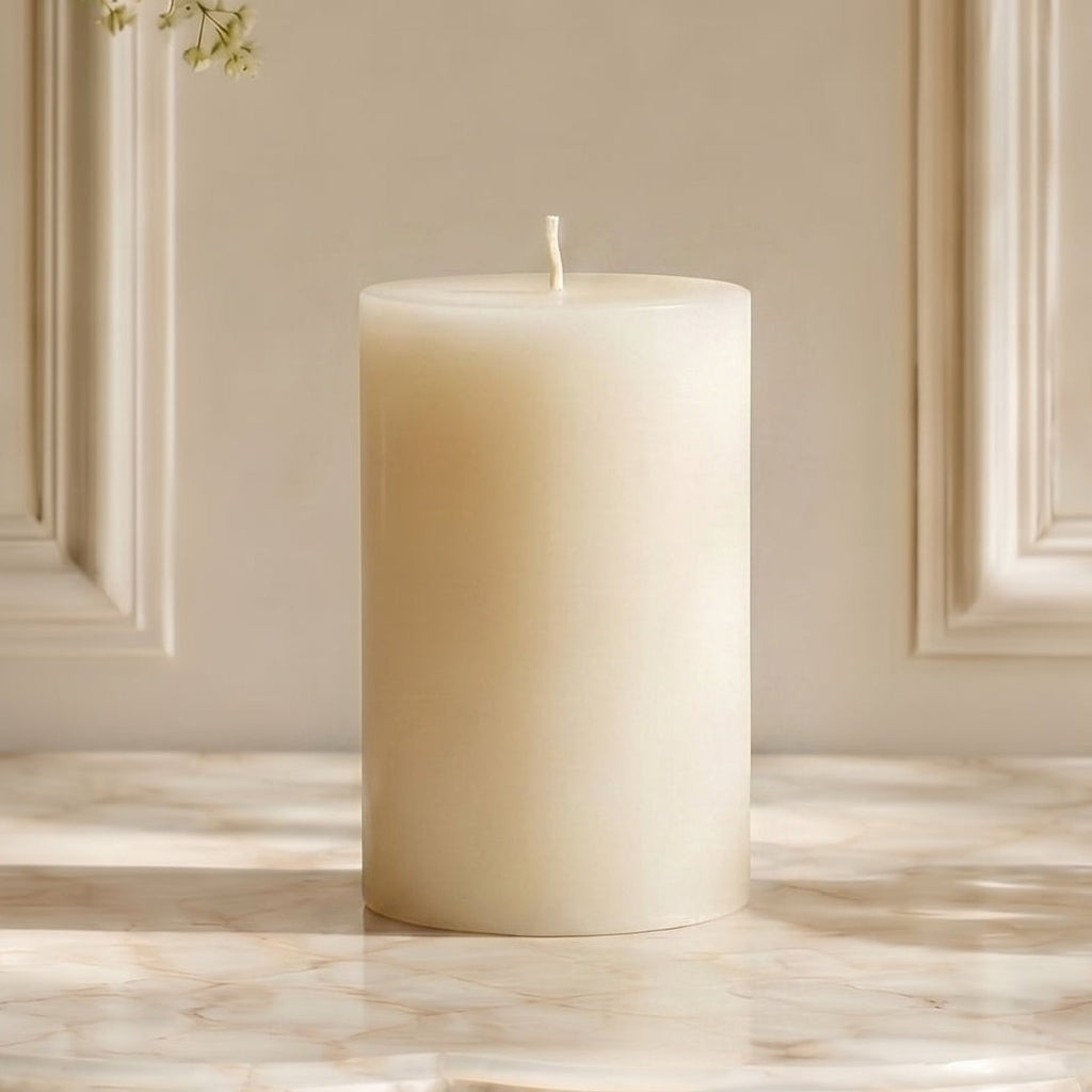 3" x 5" White Beeswax Pillar Candle