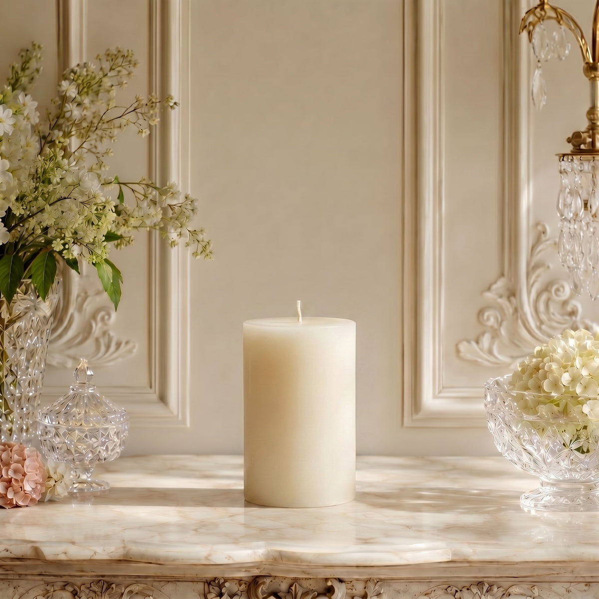 3" x 5" White Beeswax Pillar Candle