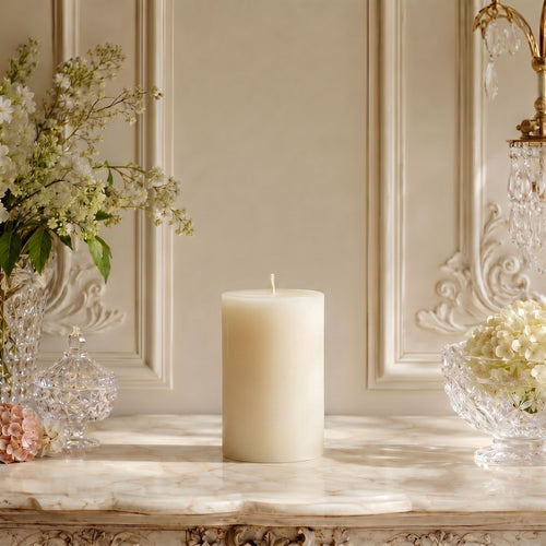 3" x 5" White Beeswax Pillar Candle