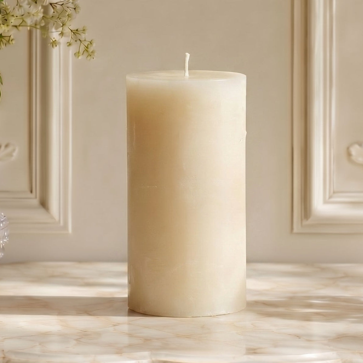 3" x 6" White Beeswax Pillar Candle