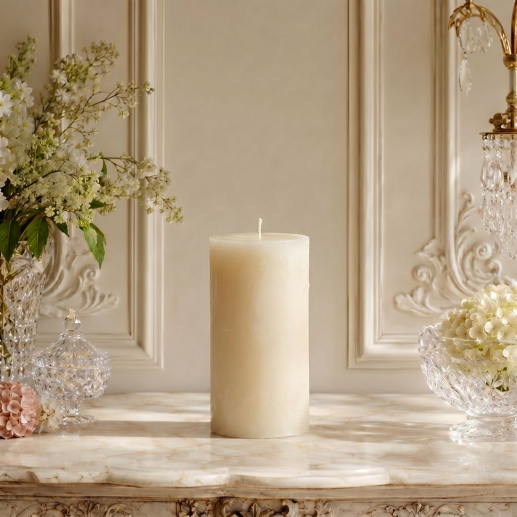 3" x 6" White Beeswax Pillar Candle