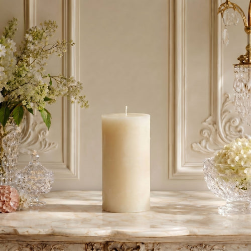 3" x 6" White Beeswax Pillar Candle