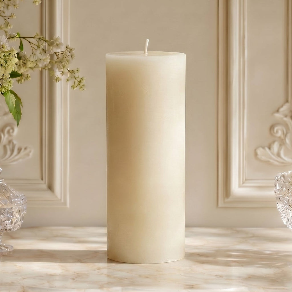 3" x 8" White Beeswax Pillar Candle