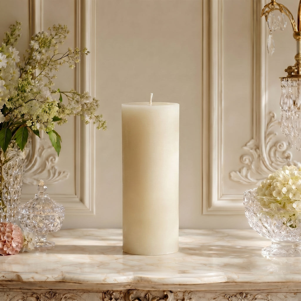 3" x 8" White Beeswax Pillar Candle