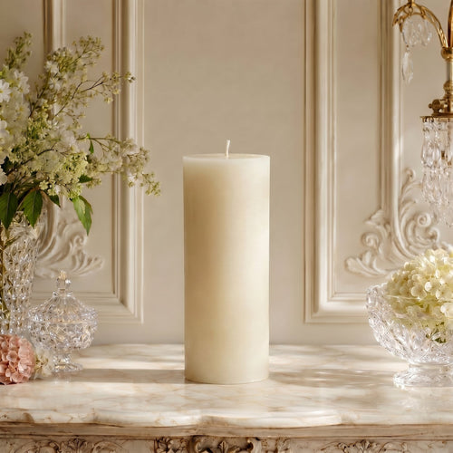 3" x 8" White Beeswax Pillar Candle