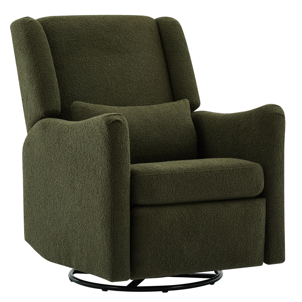 Wide Wingback 360° Swivel Glider Rocker Recliner – Dark Green or Beige