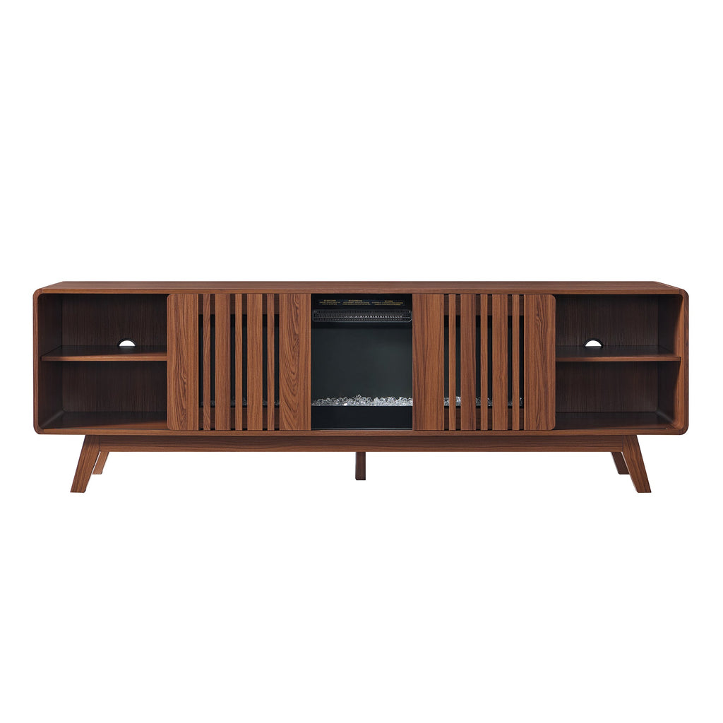 78" Mid-Century Electric Fireplace TV Stand