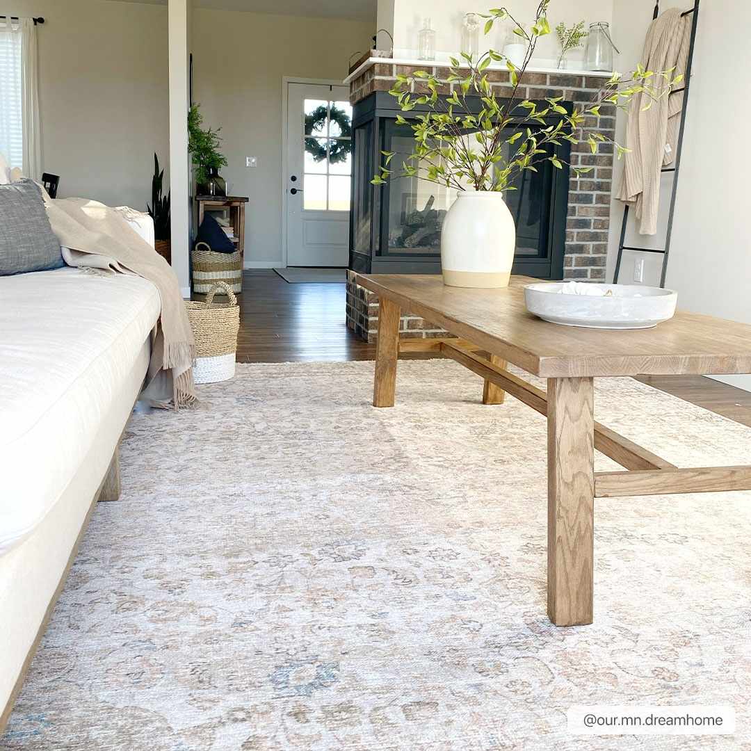 Cream Washable Area Rug