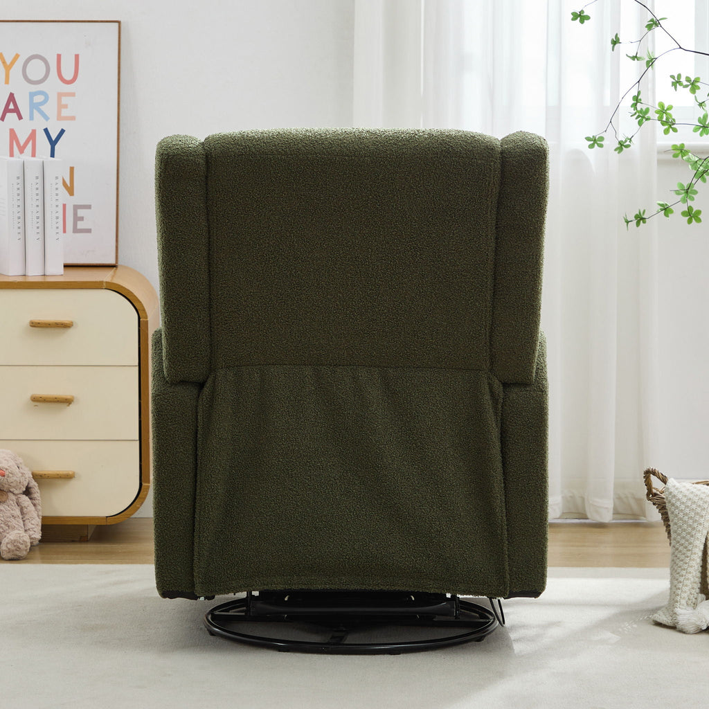 Wide Wingback 360° Swivel Glider Rocker Recliner – Dark Green or Beige