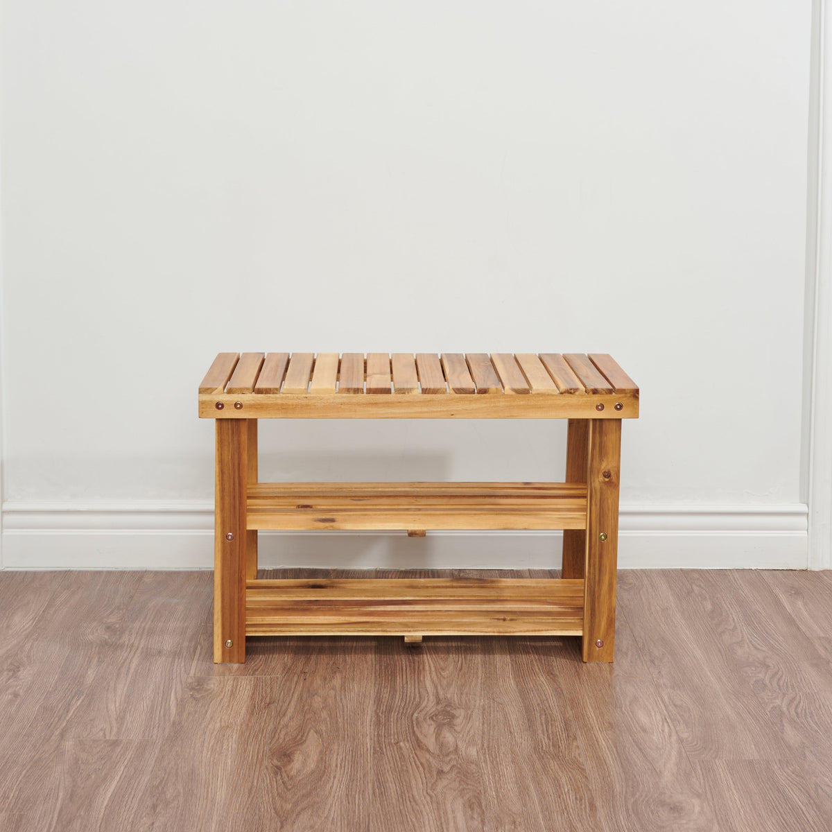 Acacia Wood Entryway Shoe Bench