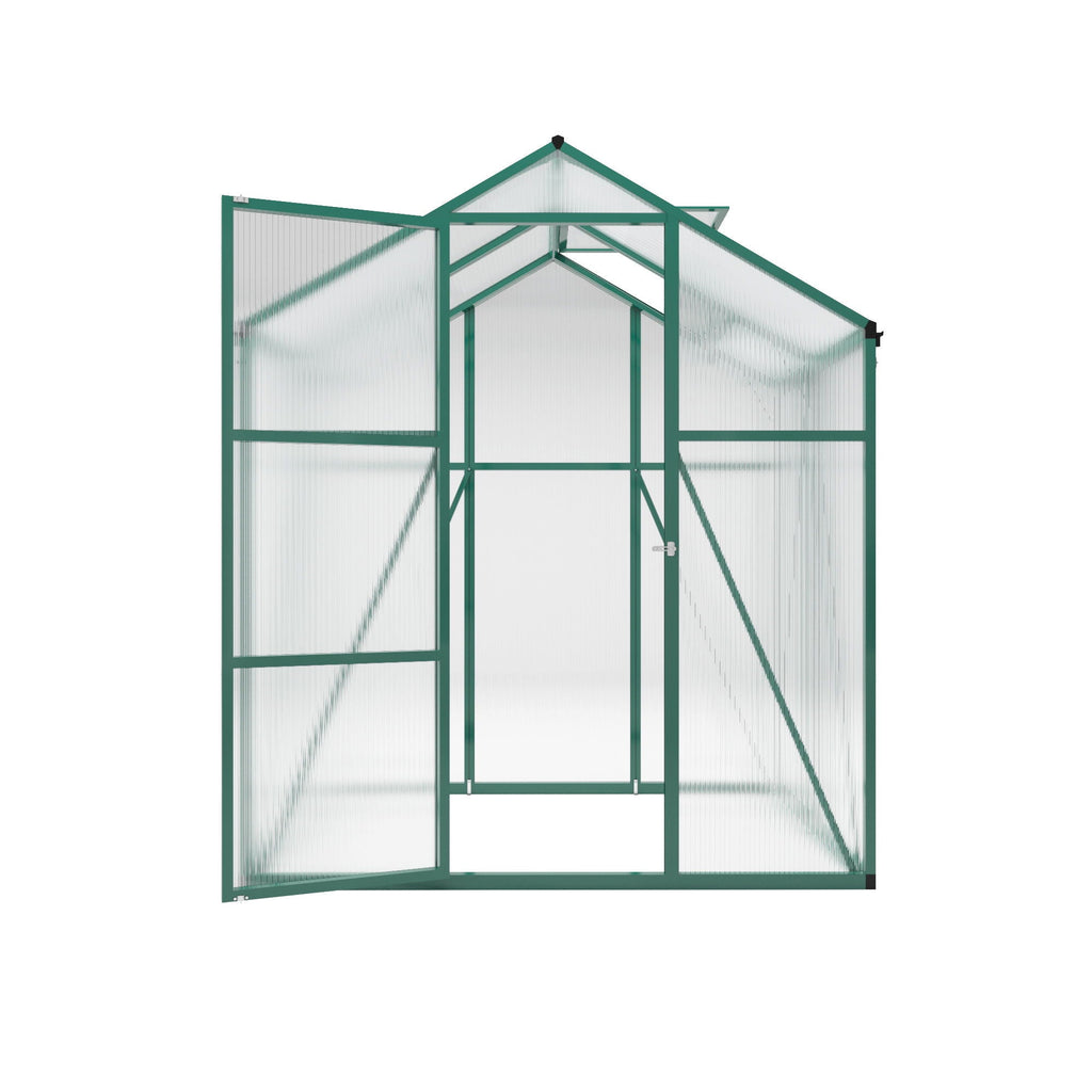 Walk-In Polycarbonate Greenhouse with Raised Base – Green