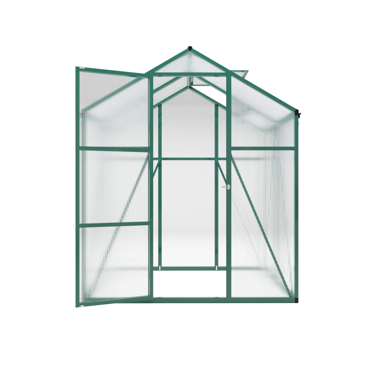 Walk-In Polycarbonate Greenhouse with Raised Base – Green