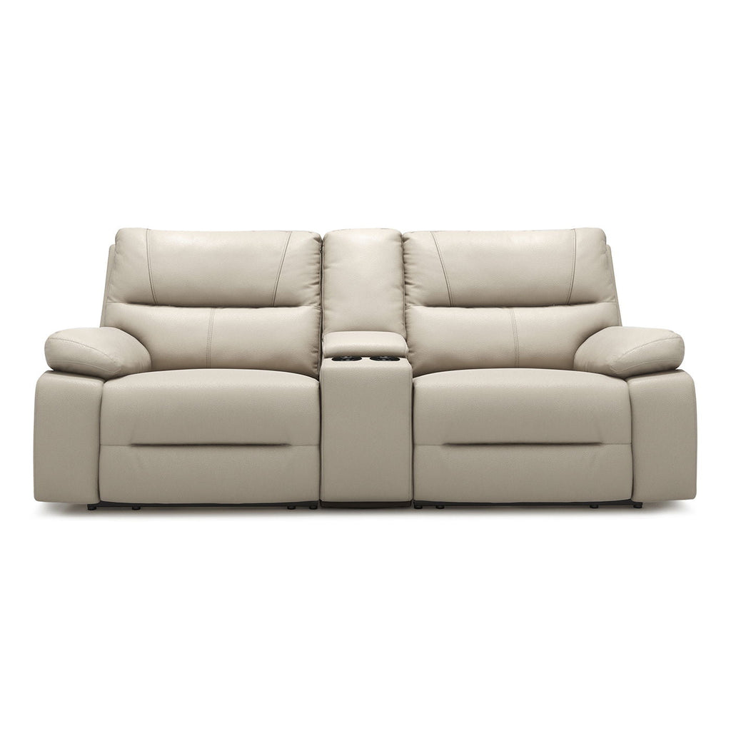 2-Seat Power Reclining Loveseat with Console & Cup Holders – Cream Taupe