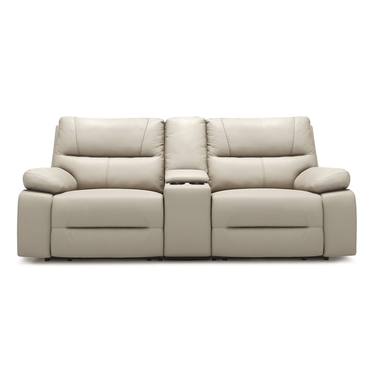 2-Seat Power Reclining Loveseat with Console & Cup Holders – Cream Taupe