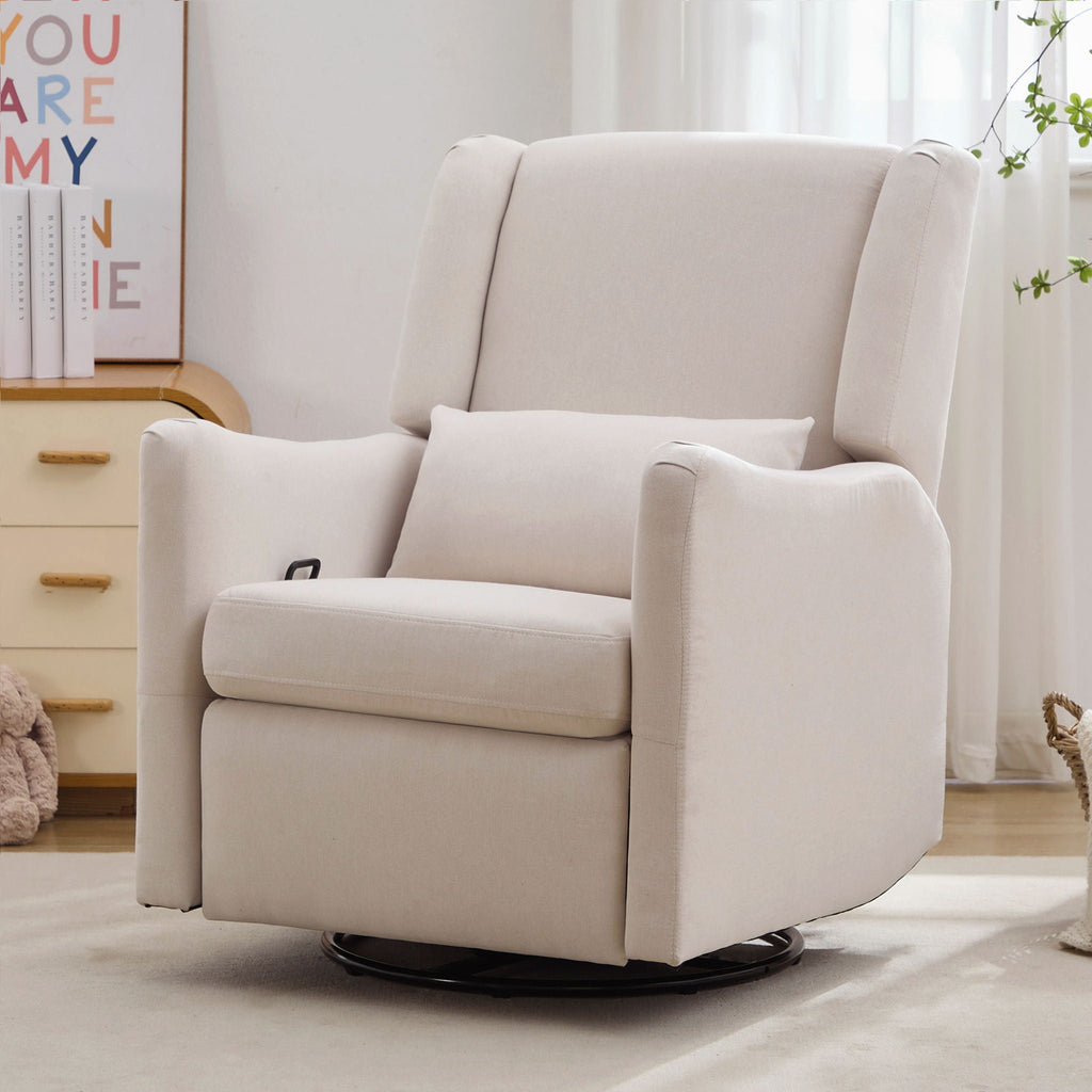 Wide Wingback 360° Swivel Glider Rocker Recliner – Dark Green or Beige