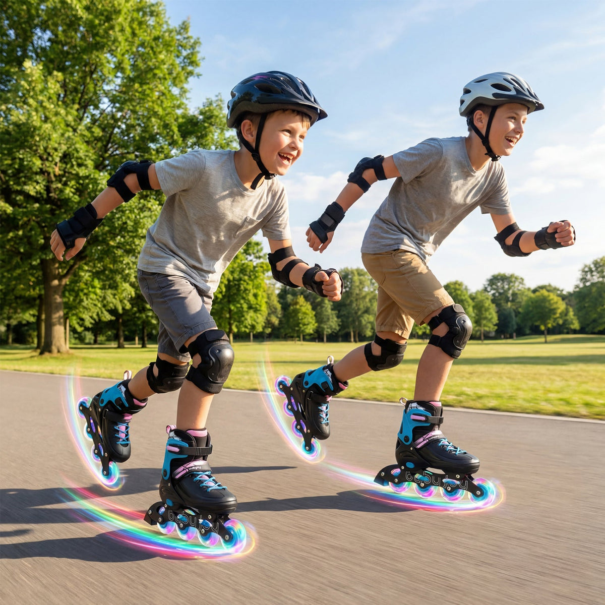 Adjustable Light-Up Inline Skates – Ages 7–9
