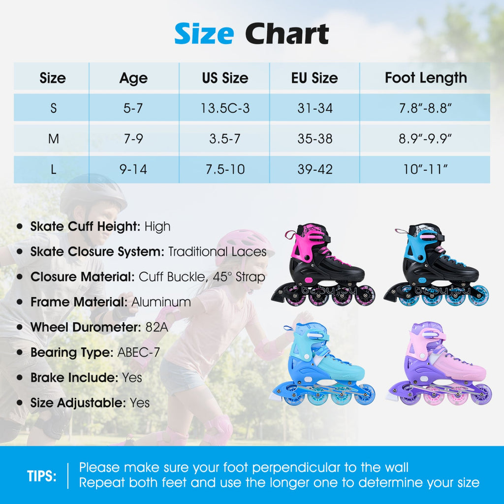 Adjustable Light-Up Inline Skates – Ages 7–9