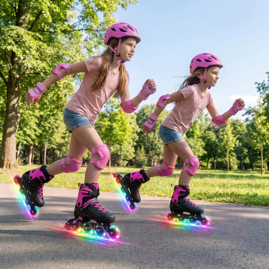 Adjustable Light-Up Inline Skates – Ages 7–9