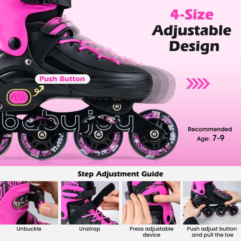 Adjustable Light-Up Inline Skates – Ages 7–9