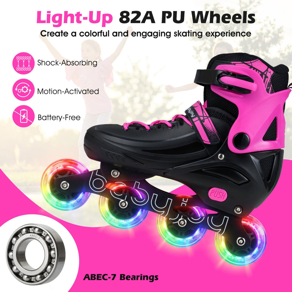 Adjustable Light-Up Inline Skates – Ages 7–9