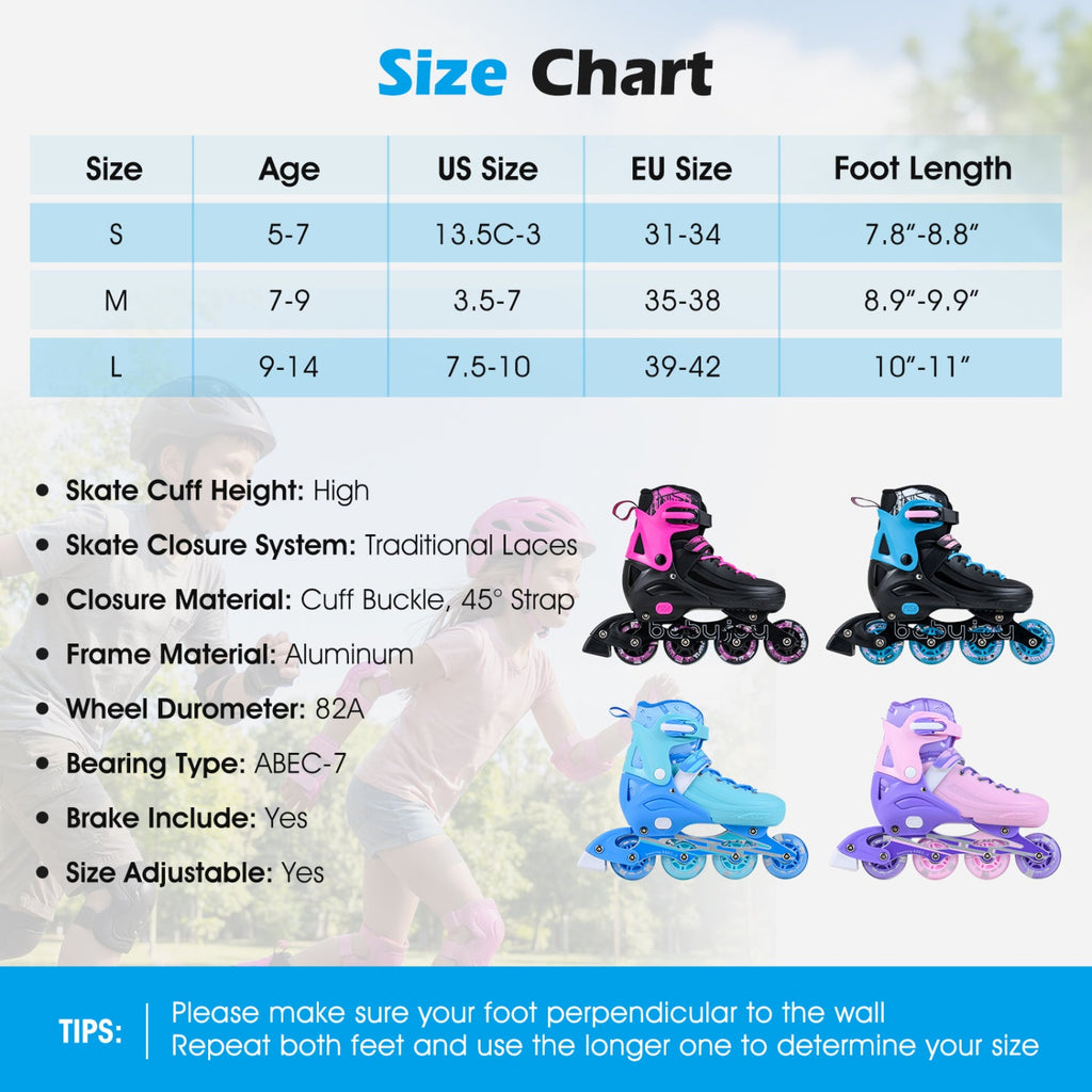 Adjustable Light-Up Inline Skates – Ages 7–9