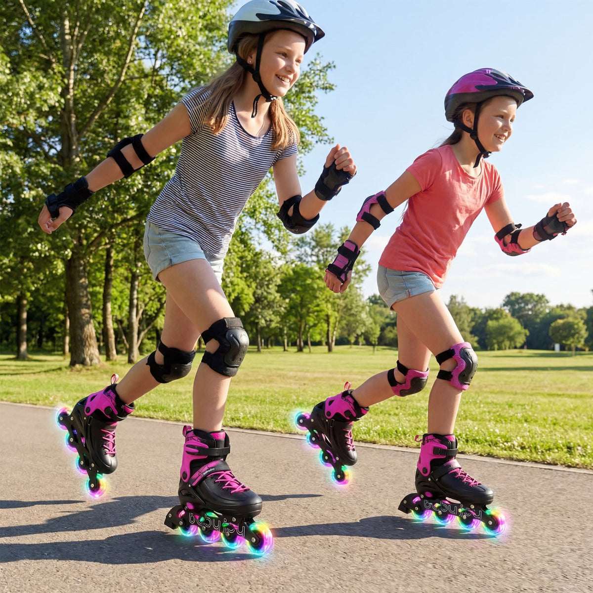 Adjustable Light-Up Inline Skates – Ages 9–14
