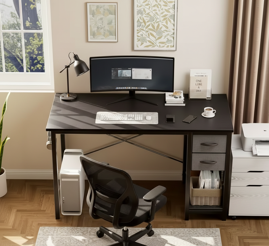 Modern Computer Desk with Storage Drawers