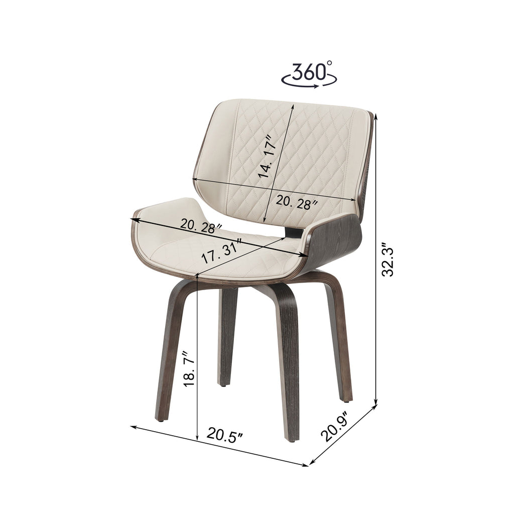 Set of 2 Mid-Century 360° Swivel Dining Chairs – Beige