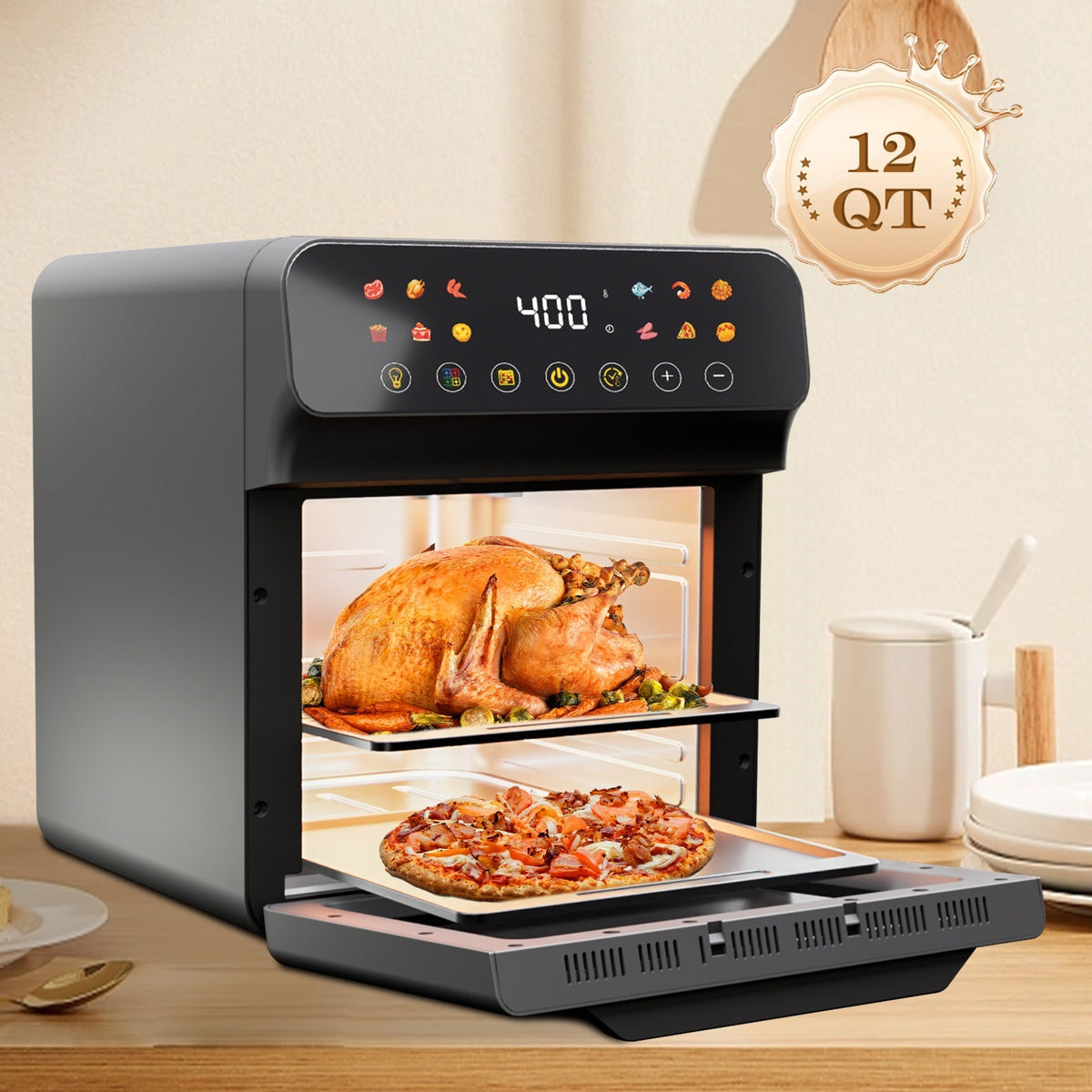 12-Qt 12-in-1 Smart Air Fryer Oven