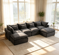 129.8-Inch Oversized Modular Cloud Sectional – Antique Gray