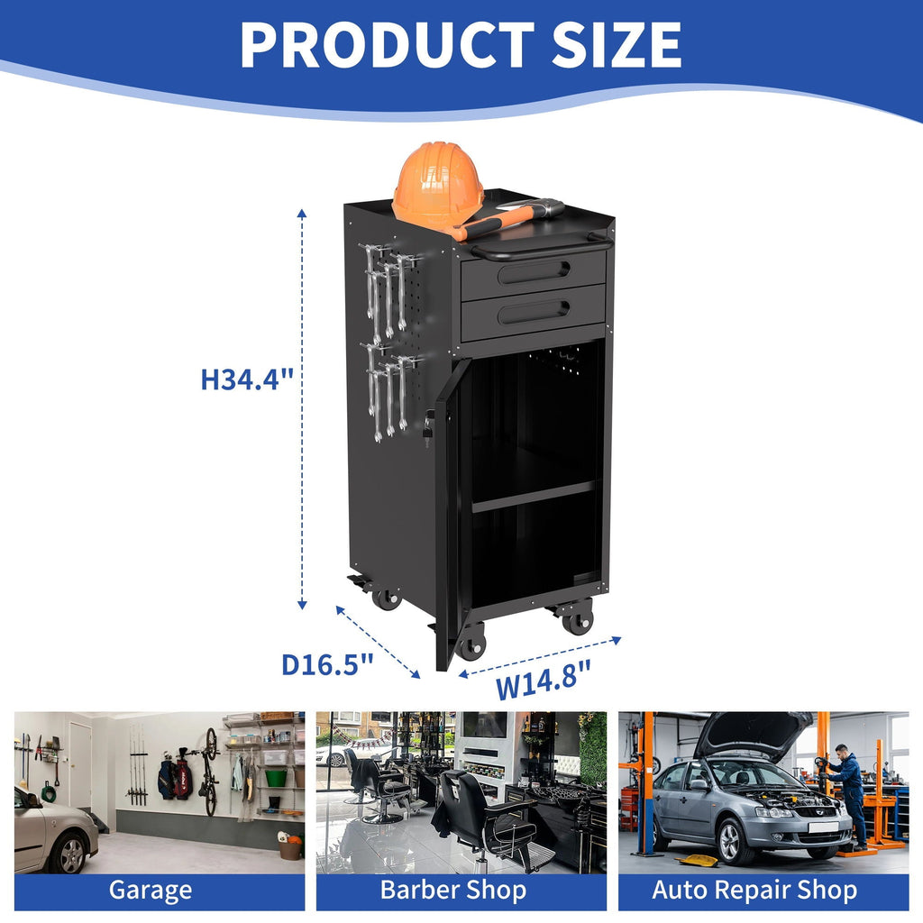 Heavy-Duty Rolling Tool Cabinet with Lockable Doors