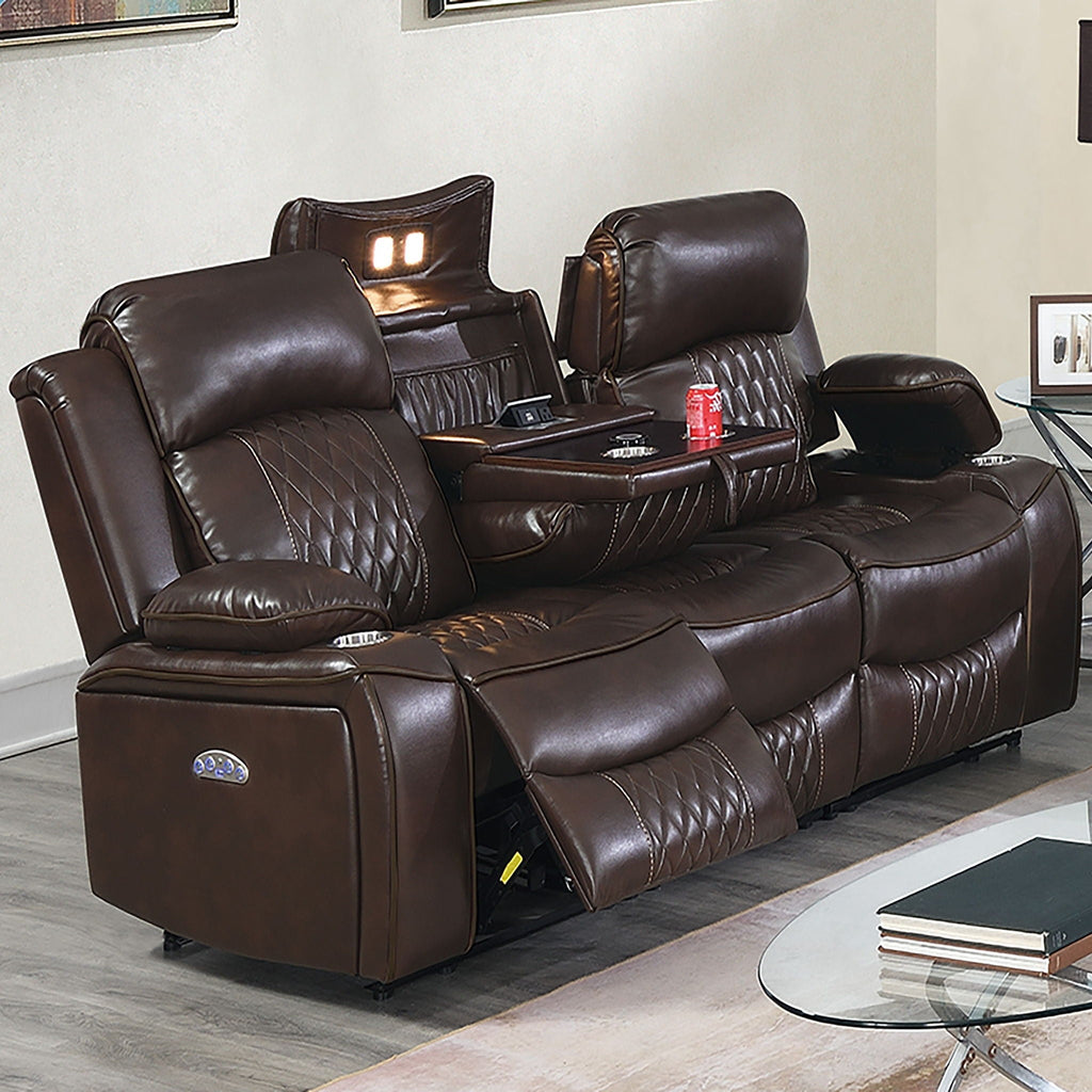 Power Reclining Living Room Set with Adjustable Headrests & USB – Brown or Gray
