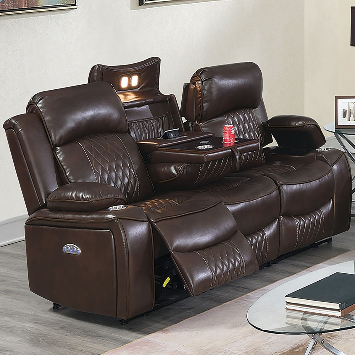 Power Reclining Living Room Set with Adjustable Headrests & USB – Brown or Gray