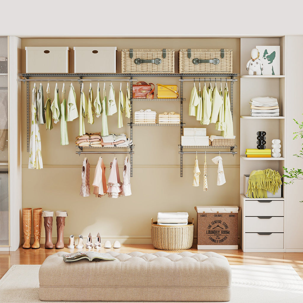4–8 ft Adjustable Closet Organizer & Hanging System