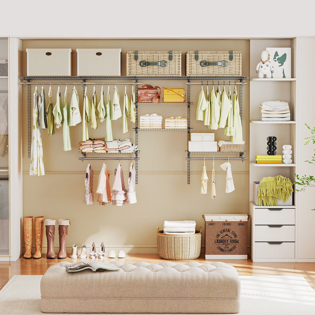 4–8 ft Adjustable Closet Organizer & Hanging System