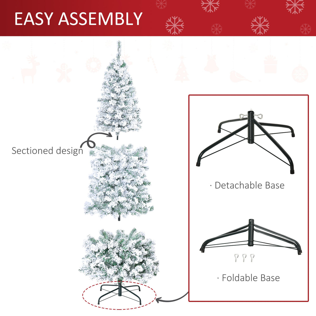 6ft Pre-Lit Snow-Flocked Slim Douglas Fir Christmas Tree with LED Lights