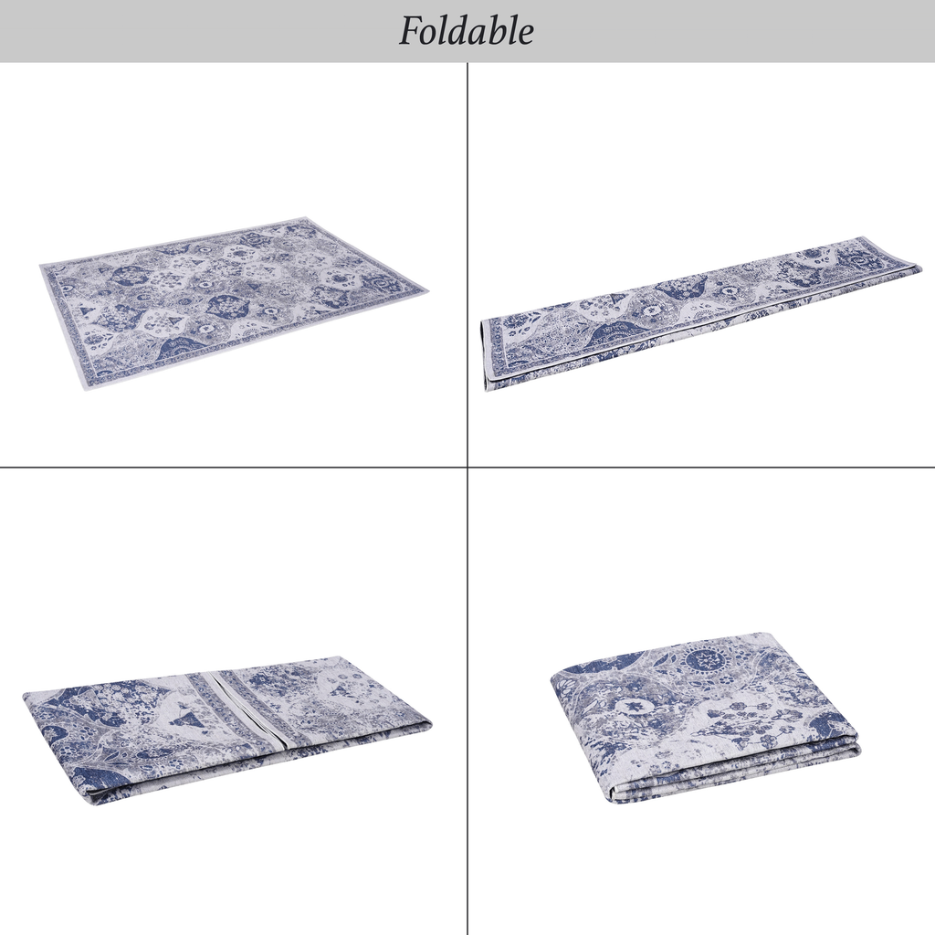 LOOM & LUXE Blue Washable Area Rug – 5x8