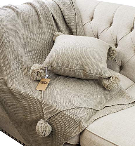 Chunky Knit Pom Throw Blanket