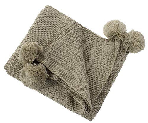 Chunky Knit Pom Throw Blanket
