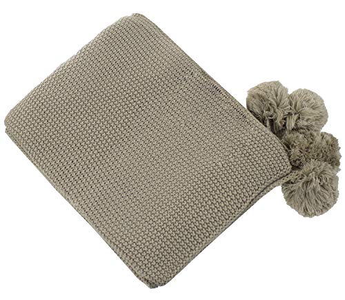 Chunky Knit Pom Throw Blanket