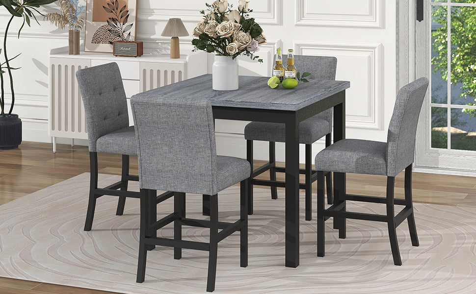 TOPMAX 5-Piece Counter-Height Dining Set – Black & Gray