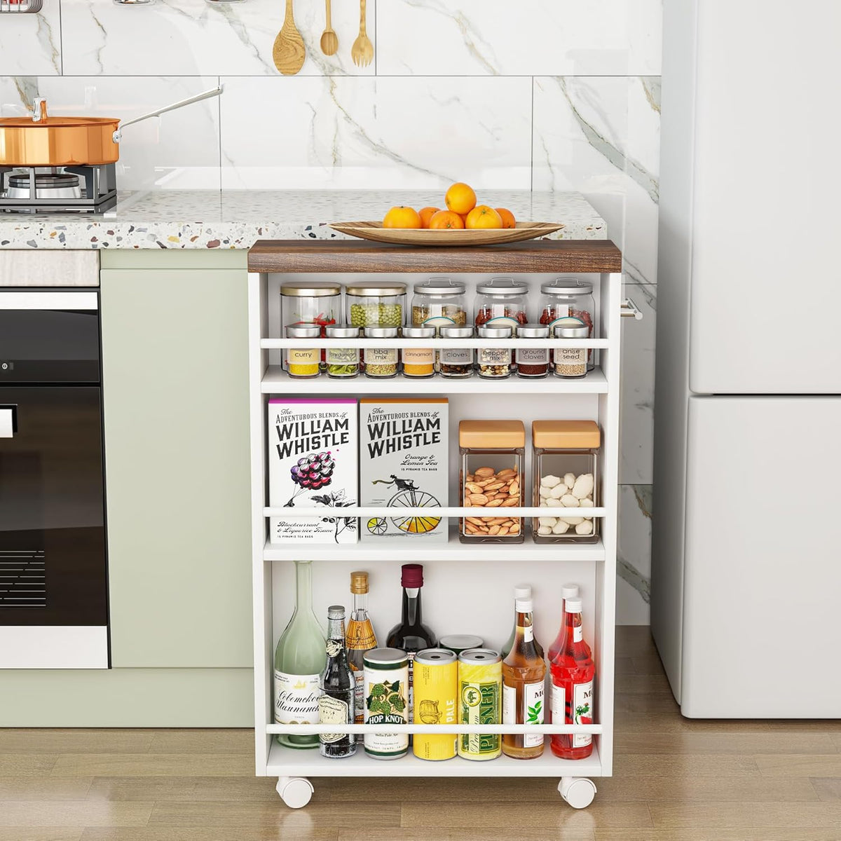 Slim 4-Tier Rolling Kitchen Storage Cart