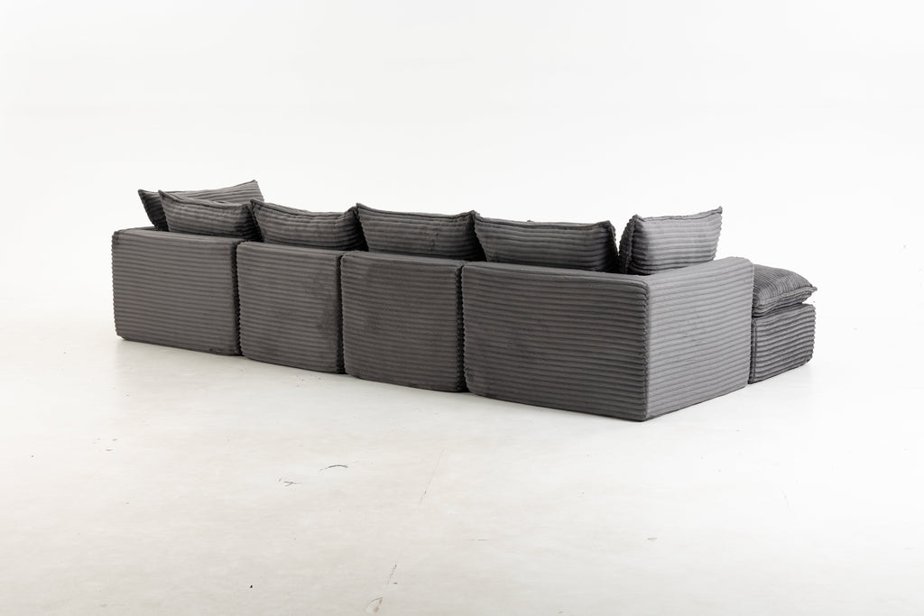129.8-Inch Oversized Modular Cloud Sectional – Antique Gray