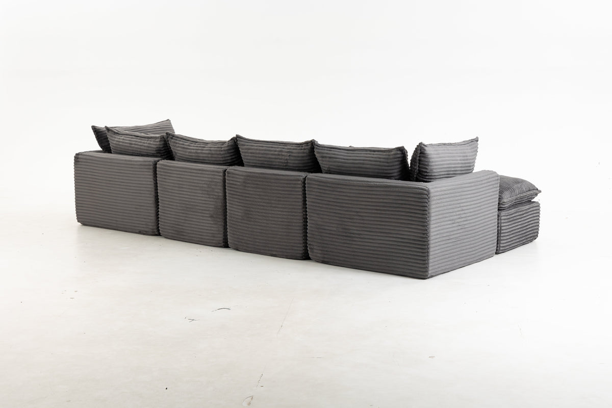 129.8-Inch Oversized Modular Cloud Sectional – Antique Gray
