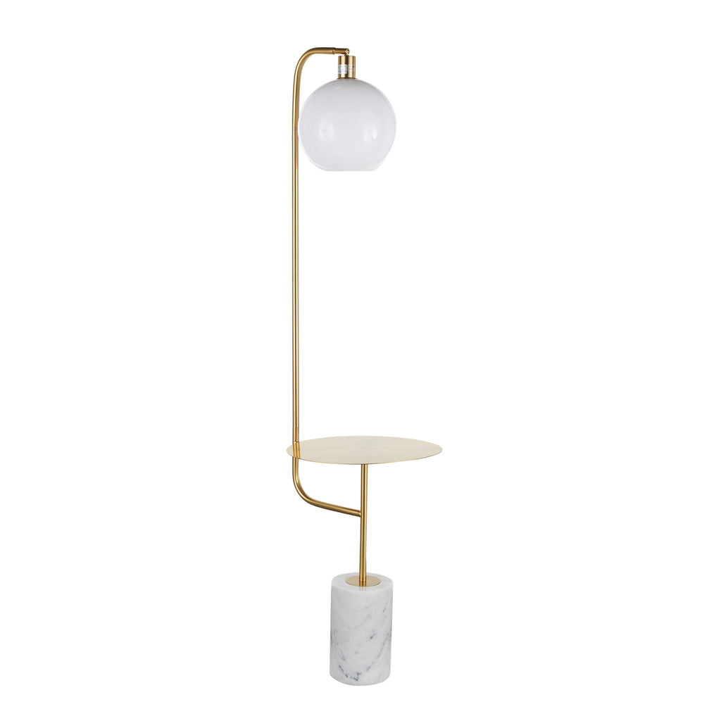 Floor Lamp with Side Table & White Marble Base