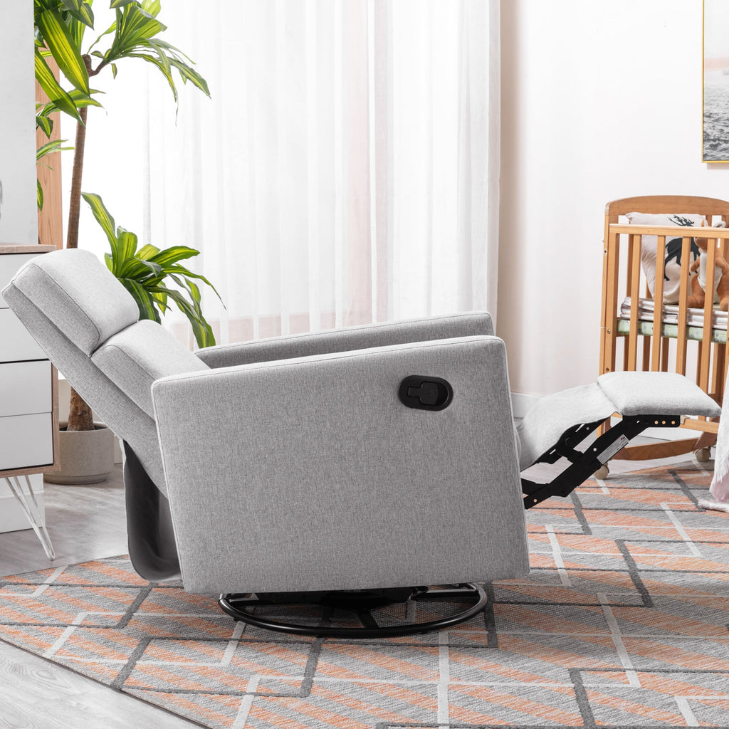 Modern Upholstered Swivel Glider Rocker Recliner – Gray